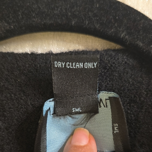 Cynthia Rowley Black Wool Dress Coat with Cream Floral Accents - Picture 12 of 14